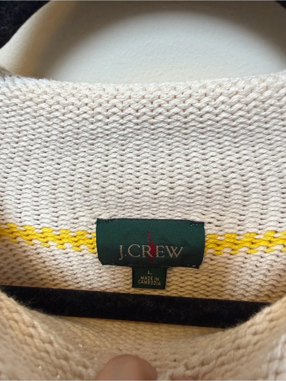 J. Crew Rollneck Sweater Cream with Yellow Stripes